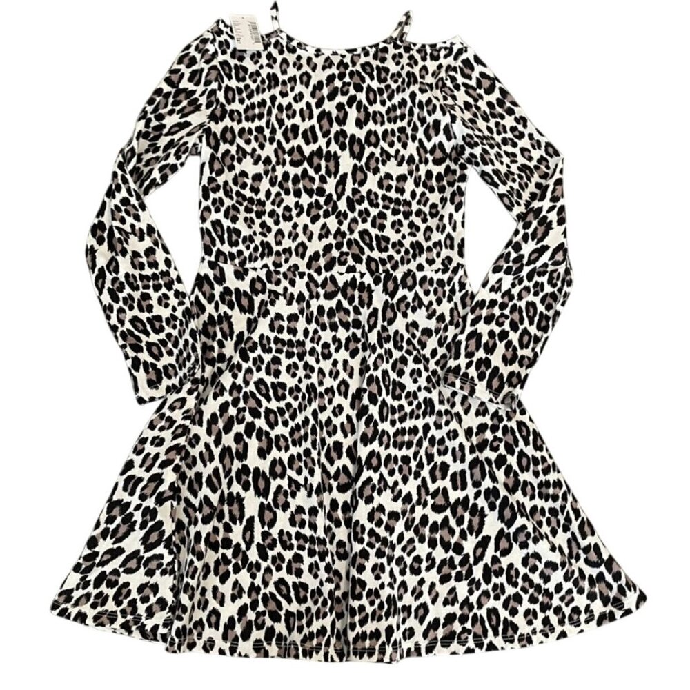 NEW Children's Place M (7/8) Leopard Cold Shoulder Dress - Picture 2 of 5